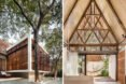 white hotel with wooden screens
