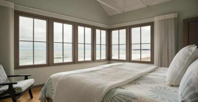 bedroom with large windows
