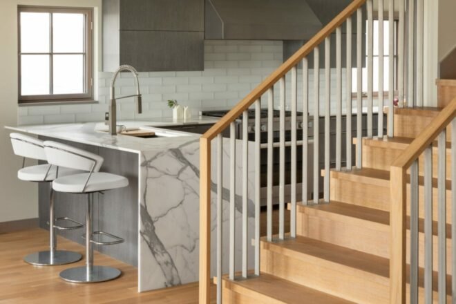 kitchen with marble island