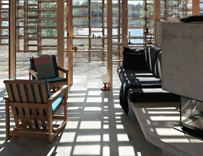 interior living space with furniture on concrete flooring