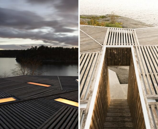 rooftop covered in timber slats