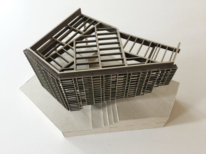 model of home with prefab timber exterior