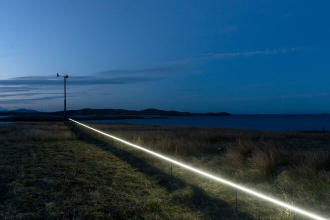 white line across grassy field