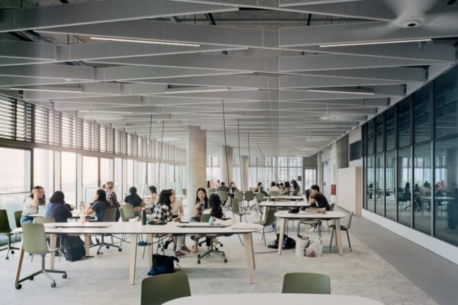 study are filled with students and round tables