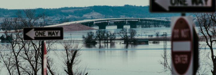 streets and bridge flooded in Nebraska