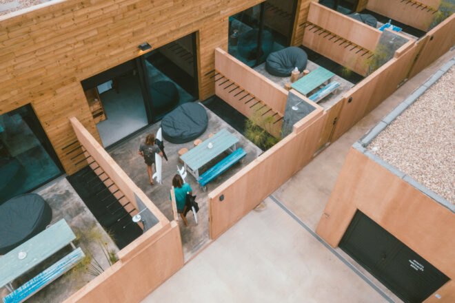 individual patios with furniture