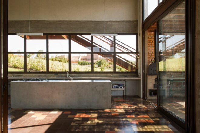 living space with an abundance of large windows