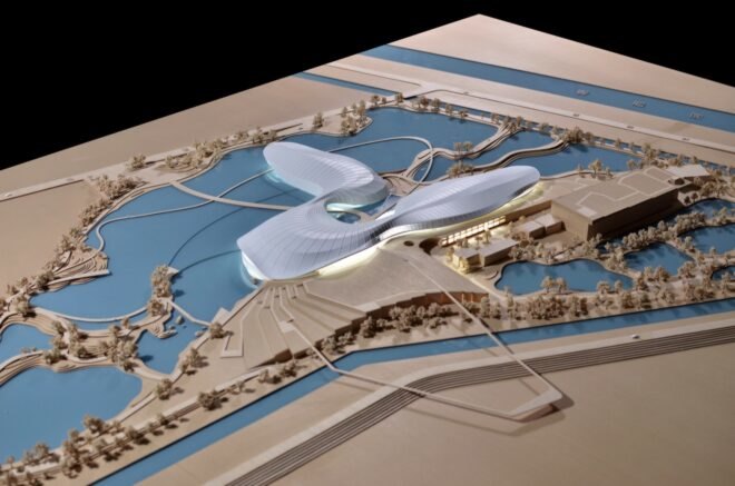 3D model of curvy building