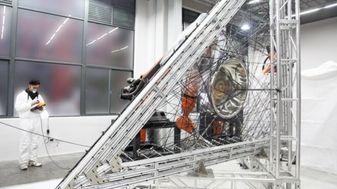 robots building a pavilion