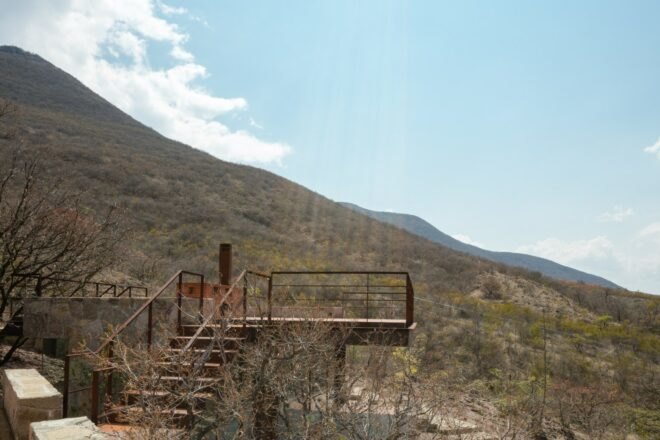 man standing on flat lookout