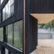 triangular charred timber home in forest