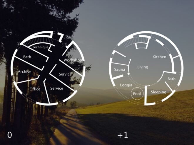 floor plans of round home