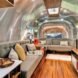 Airstream interior with long sectional sofa