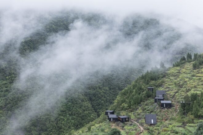 mountains on a foggy mountainside