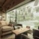 two chairs next to a large window