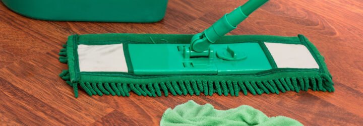 green mop, green mop bucket and green microfiber cloth