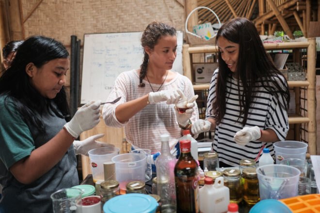 students making eco-friendly soaps