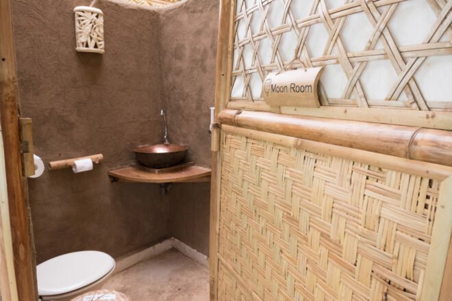 bathroom built with bamboo