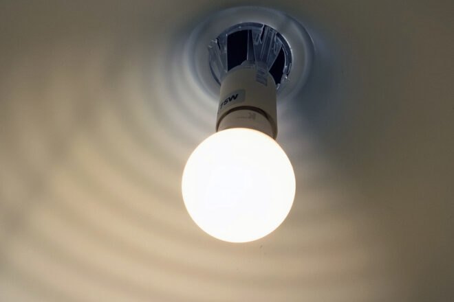 LED light bulb inside a lampshade