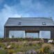 passive house surrounded by greenery and three white dogs