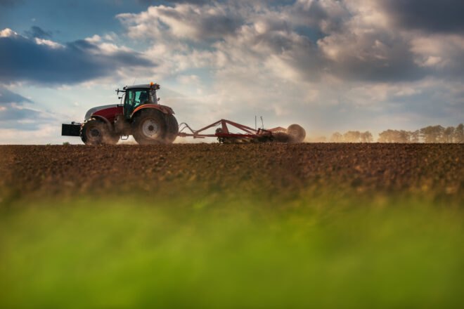 tractor on dirt field