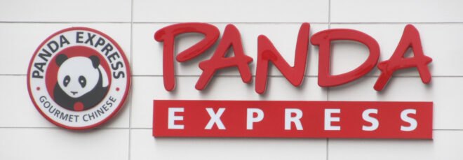 Panda Express signage on a white wall