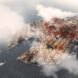 rendering of man-made island with colorful surface