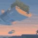 rendering of person looking at trees on floating platform