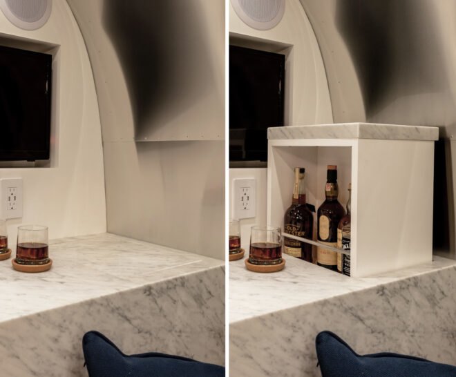 hidden pop up bar installed in countertop
