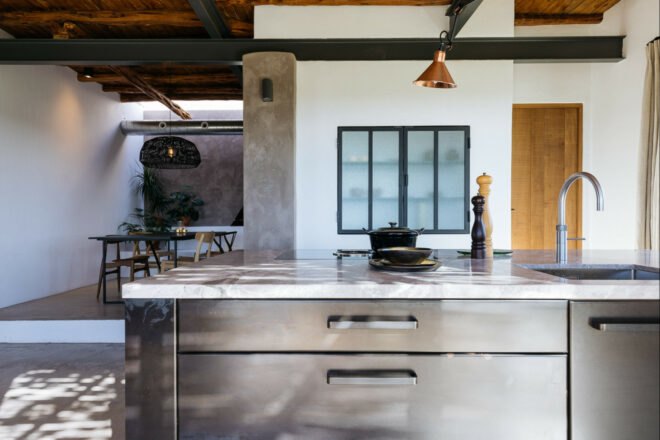 kitchen with stainless steel appliances and counters
