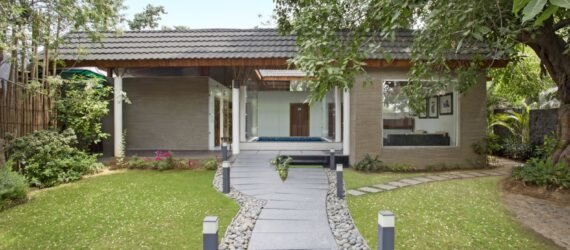 stone path leading to brown building