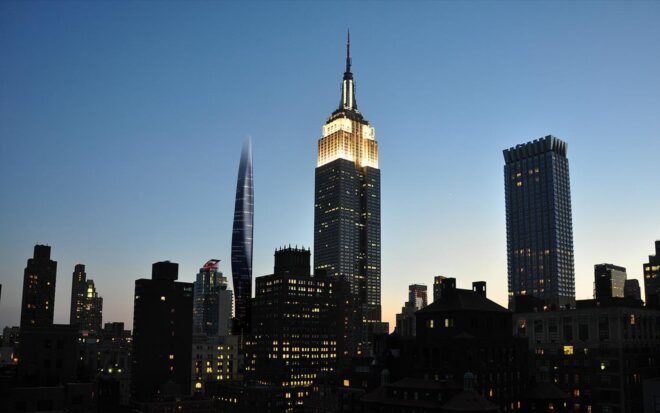 rendering of smaller skyscraper next to Empire State Building