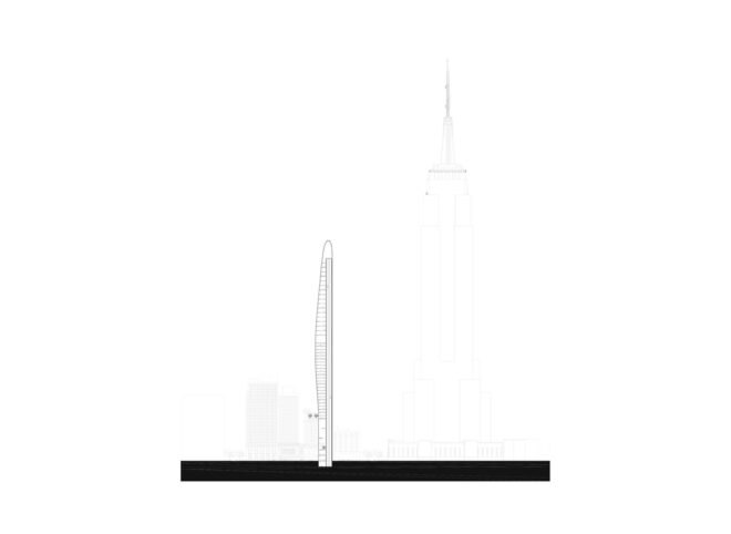diagram of smaller skyscraper next to Empire State Building