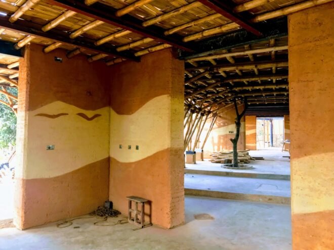 room with rammed earth walls