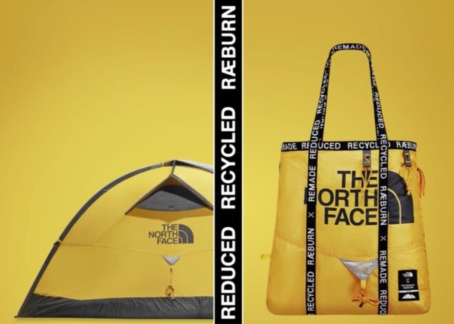 yellow north face tent turned into a yellow bag