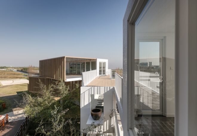 wooden rooftop deck