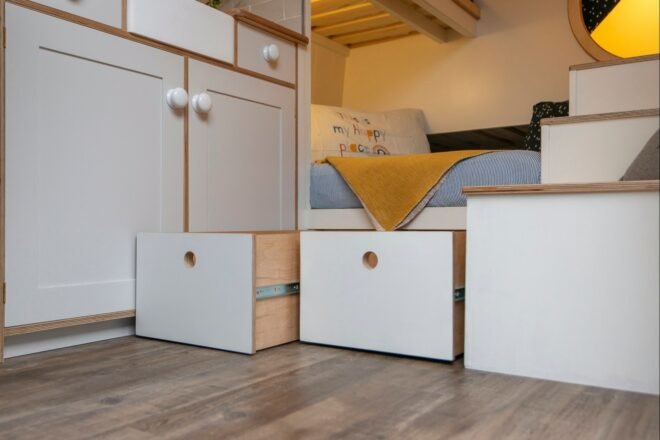 drawers underneath a day bed