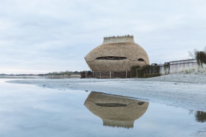 oval wooden bird observatory