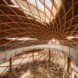 walkway inside round wood structure