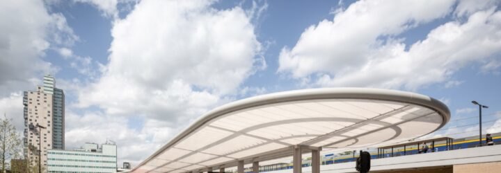 bus station with curved awning