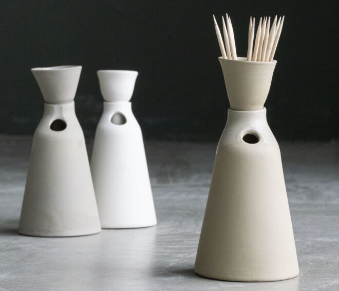 white sculptural toothpick holders