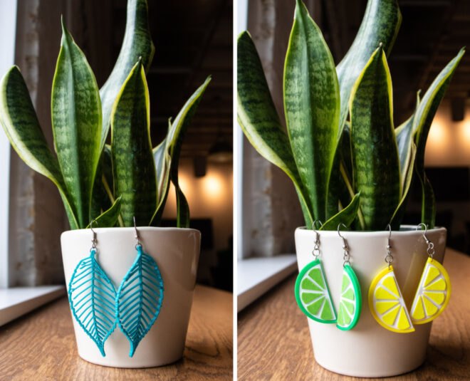 earrings hanging from a plant pot