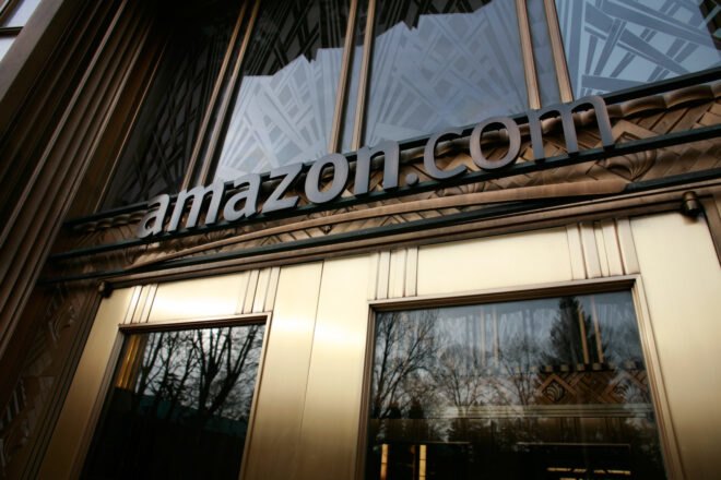 Amazon.com building with gold front door