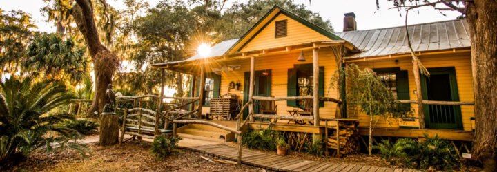 yellow hunting lodge on Little St. Simons Island