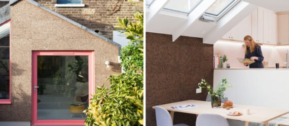 home extension clad in cork