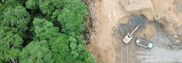 aerial image of deforestation in Brazil
