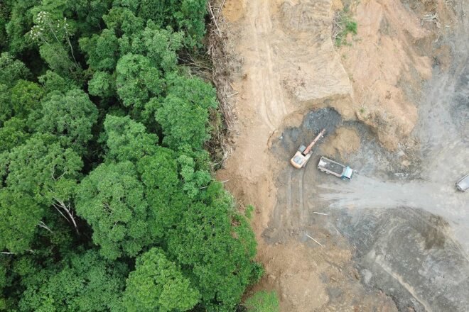 aerial image of deforestation in Brazil
