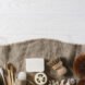 natural bathroom products on burlap
