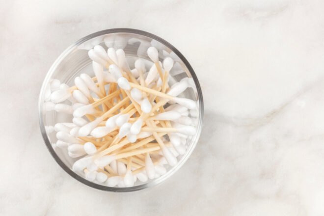bamboo cotton swabs in glass jar