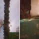rendering of wall made from trash with water below it also filled with plastic waste